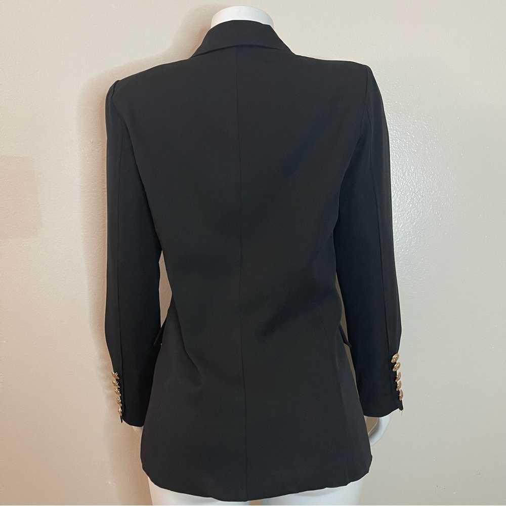 Black lapel collar women's blazer with metal buttons decor - Picture 5 of 11